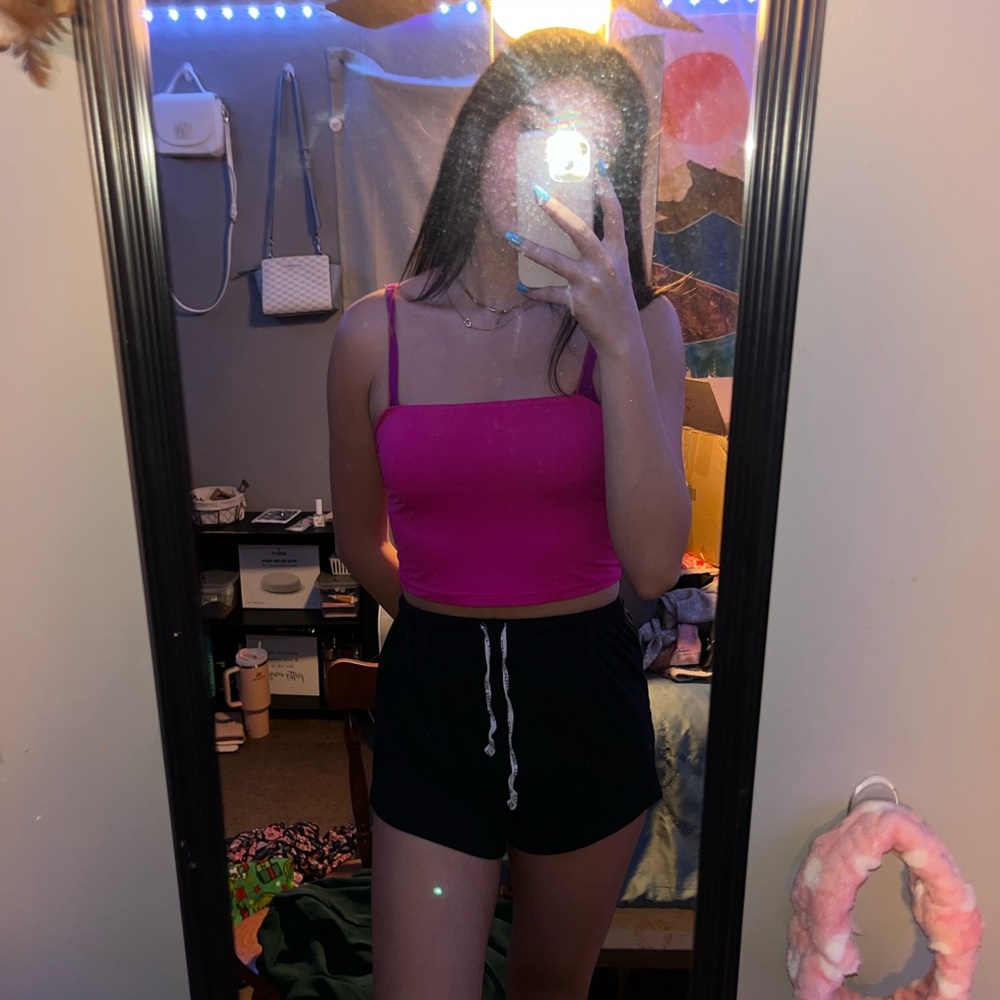 pink shein crop top